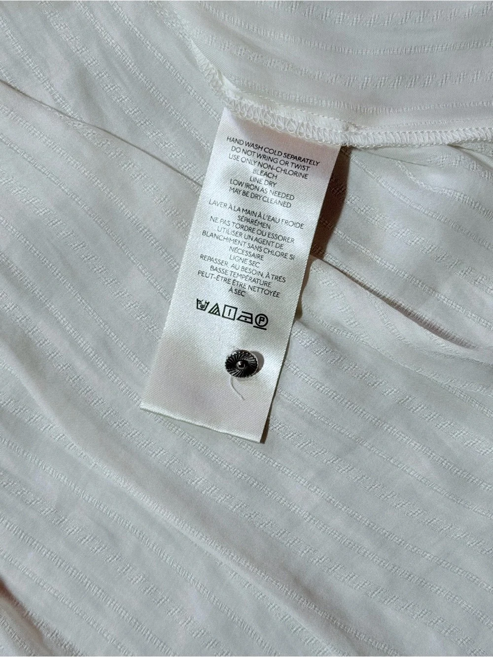 Anthropologie Drapey Henley Pleated Puff Sleeve Top White Extra Small XS